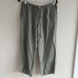 Vintage Old Navy Linen Wide Leg Cropped Pants Women’s 4 Beach Lagenlook Green